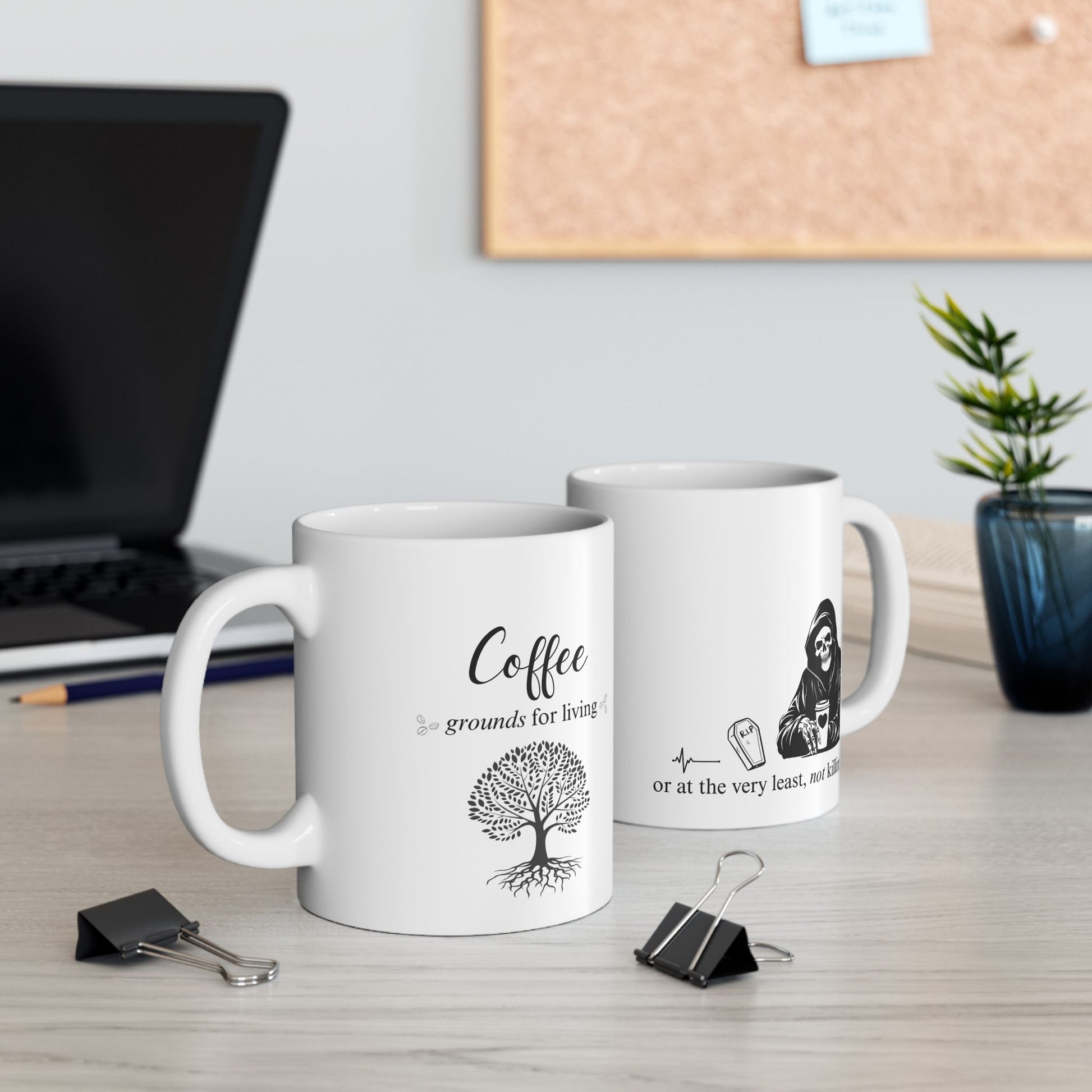 Grounds for living - Coffee Lover's Ceramic Mug | Gift for Coffee Enthusiasts | Kitchen Decor, Home Office Mug