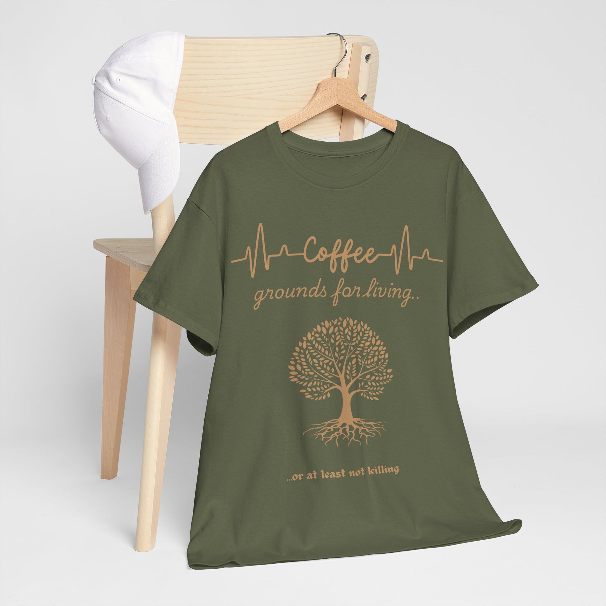 Grounds for living - Coffee Lover's Unisex Heavy Cotton Tee | Perfect for Baristas | Casual Wear | Gift for Coffee Lovers