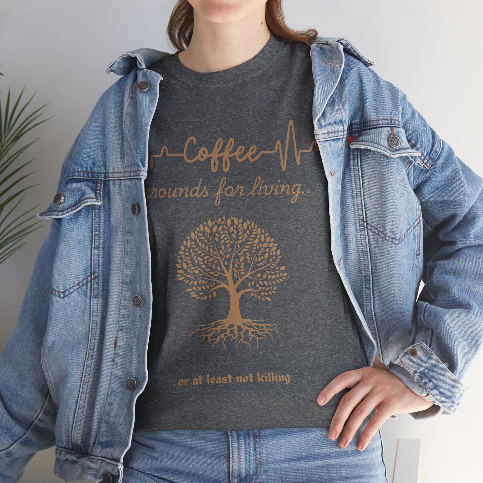 Grounds for living - Coffee Lover's Unisex Heavy Cotton Tee | Perfect for Baristas | Casual Wear | Gift for Coffee Lovers